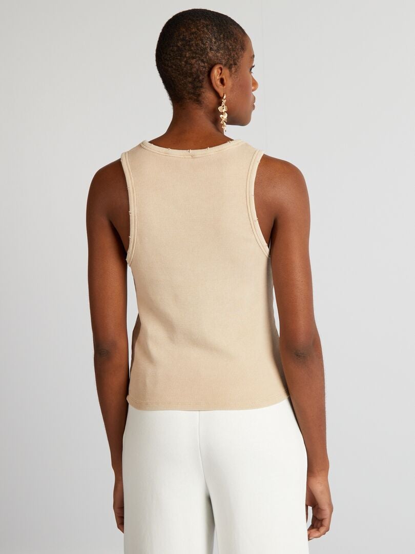 Tanktop met vintage-effect - BEIGE