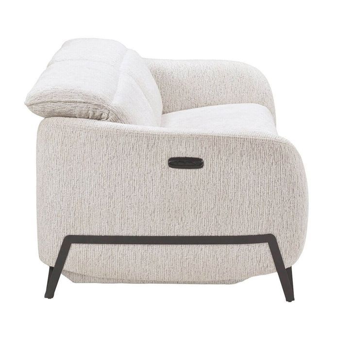 Canapé relax électrique 3 places tissu polyester beige - AMSTEN