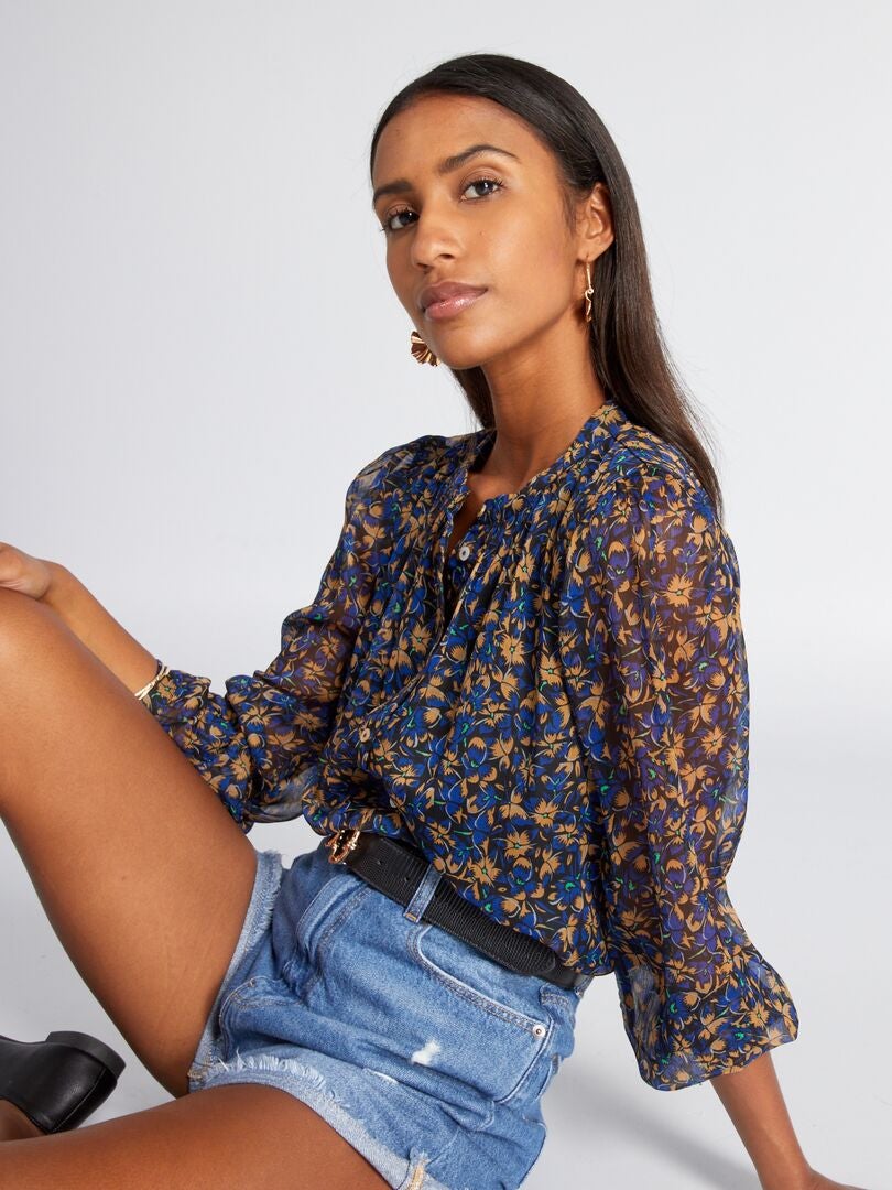 Blusa JDY con stampa floreale - Blu/floreale
