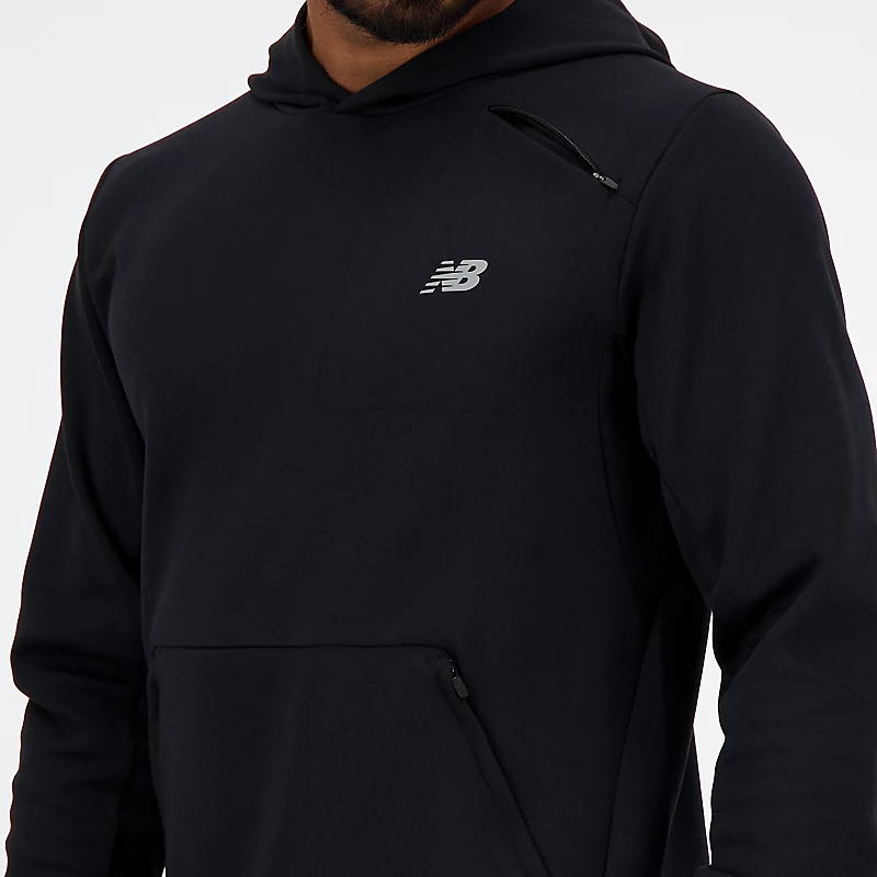 Maglia blu con cappuccio Tech Knit - CZARNY