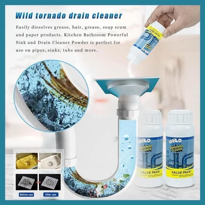 Wild Tornado Pipe Dredge, Wild Tornado Sink And Drain Cleaner, Powerful Sink And Drain Cleaner Powder, Upgraded Sink Drain Cleaner