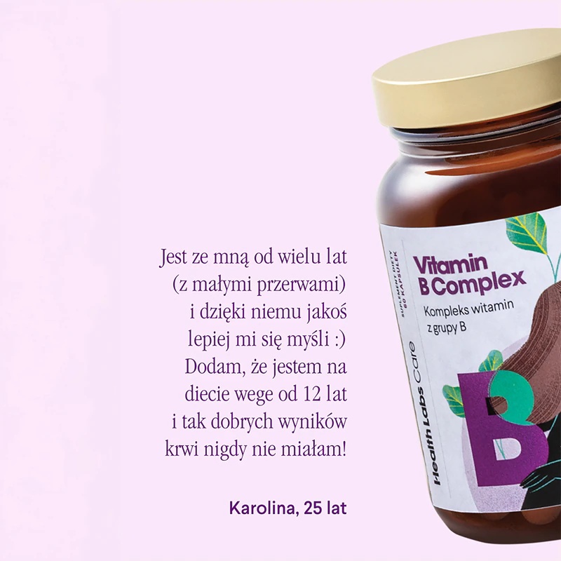 Health Labs Care B vitamīnu kompleksa uztura bagātinātāja kapsulas ar B vitamīnu kompleksu