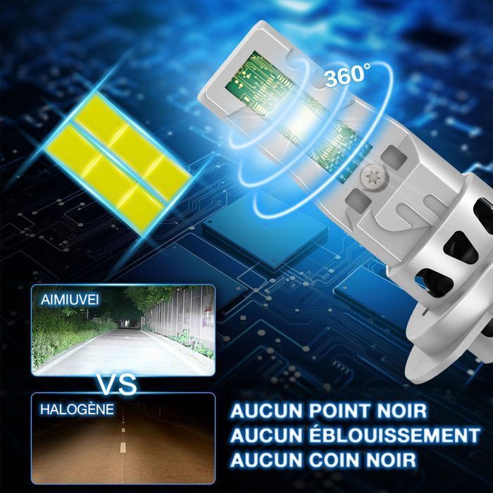 AIMIUVEI 2 bombillas LED H7 para faros delanteros, 30000LM, 120W, 6500K, luz blanca, para coche, reemplazo de lámparas halógenas y de xenón.