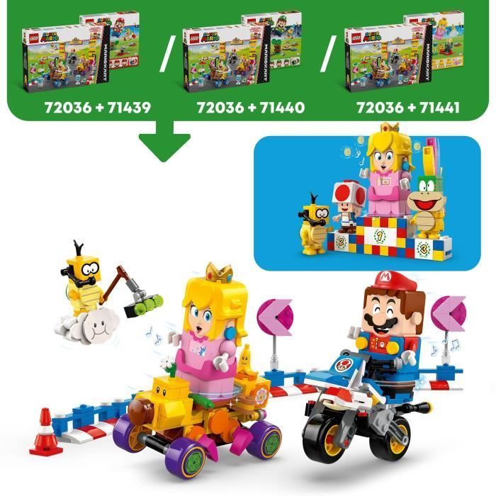 LEGO Super Mario 72036 Mario Kart – Bébé Peach et ensemble de grand prix - Jouet moto