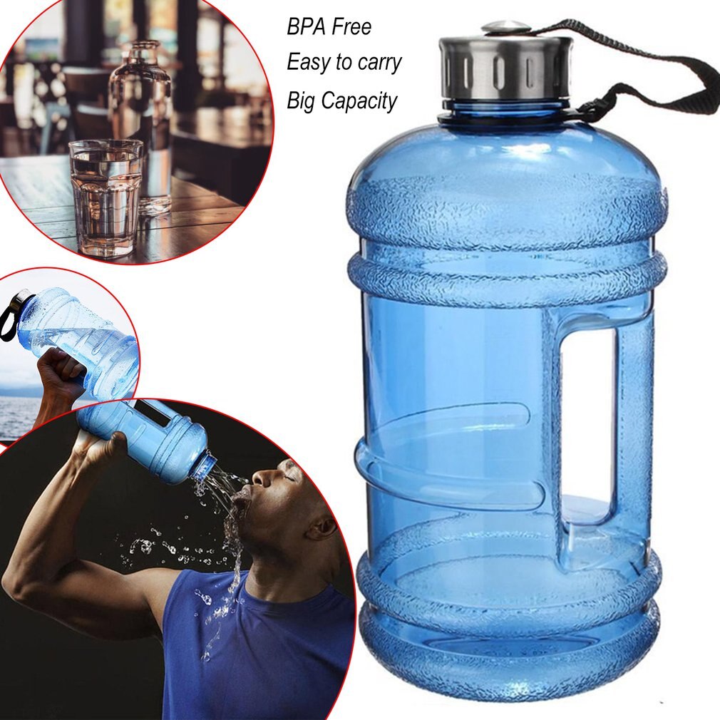 Botella de agua portátil HOT de 2.2 L de gran capacidad con asa, ideal para entrenamientos en gimnasio al aire libre y deportes. Botella mezcladora.