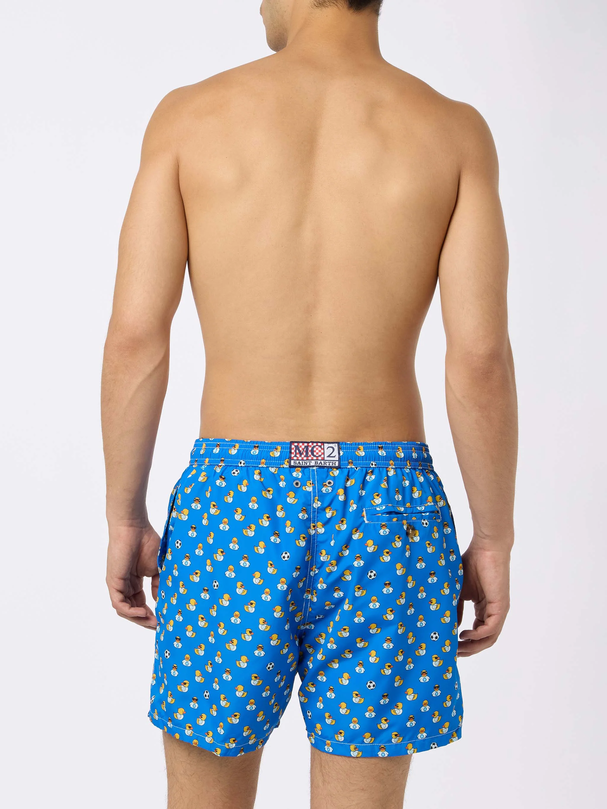 Costume da bagno da uomo in tessuto leggero con stampa logo Ducky e Na