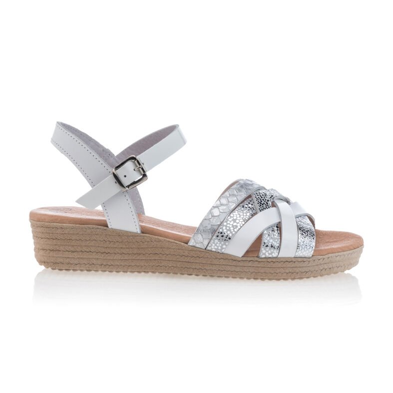 Weiße Damensandalen / Zehenfreie Schuhe