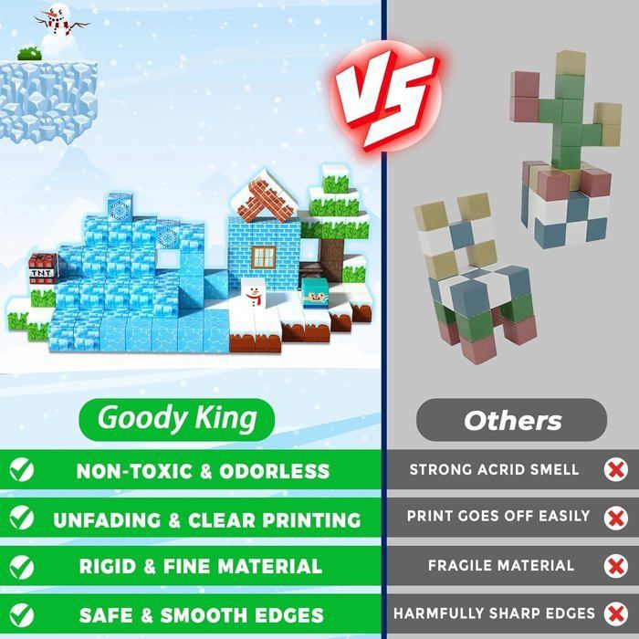 Juego de construcción magnético infantil: cubo magnético de 100 piezas para construir un mundo de nieve. Juguetes Montessori para niños de 4 años en adelante.