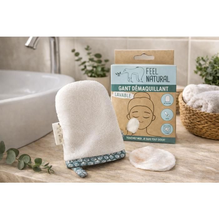 Luva removedora de maquiagem de microfibra lavável – Limpeza suave para rosto, olhos e lábios.