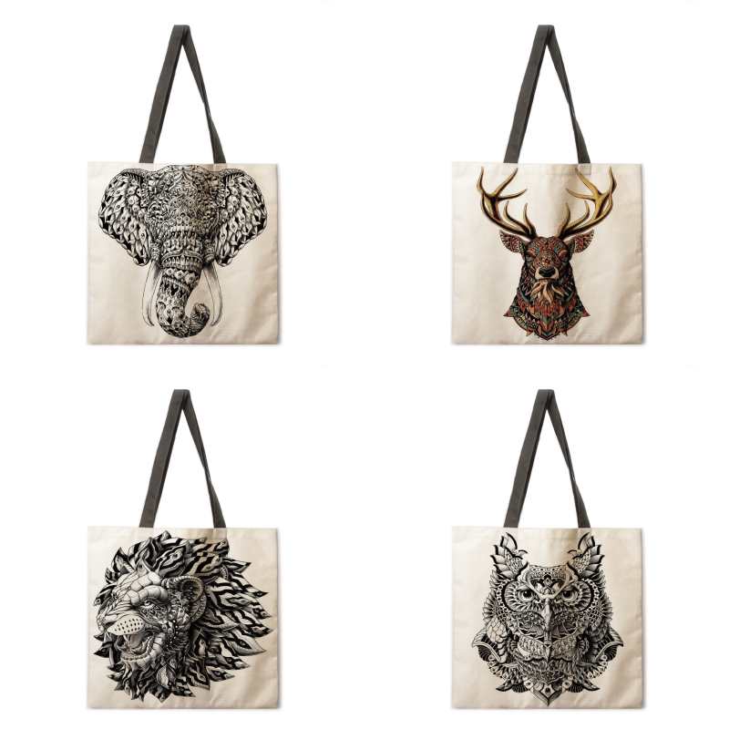 Borsa tote pesante con stampa animalier, borsa casual da donna, borsa a tracolla riutilizzabile da donna, borsa per lo shopping all'aperto, borsa da spiaggia, porta abiti