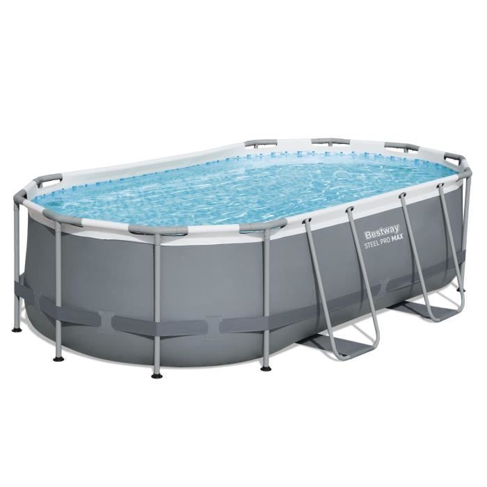 Kit de piscina tubular elevada BESTWAY - Steel Pro MAX™ - 427 x 250 x 100 cm - Ovalada + Robot de piscina Guppy