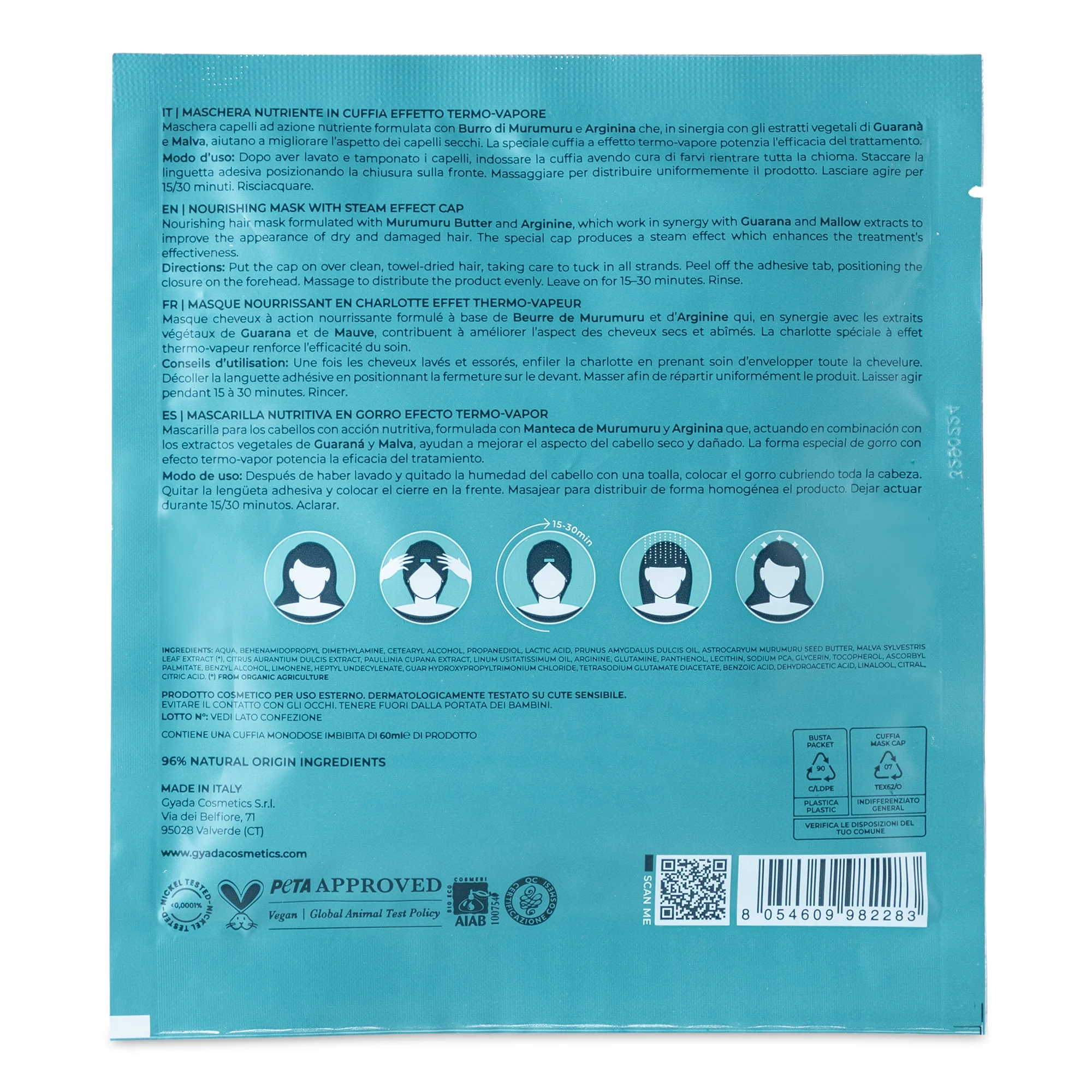 Maschere Capelli in Tessuto Maschera Nutriente In Cuffia Effetto Termo-Vapore - Maschera Nutriente Capelli