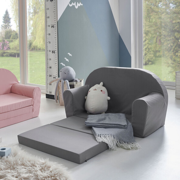 Children's sofa fold-out, grey