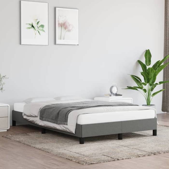 BEST Volwassenenbed/Lattenbodem Grijs, Bedframe - zonder matras - donkergrijs 120 x 190 cm stof Nov694975