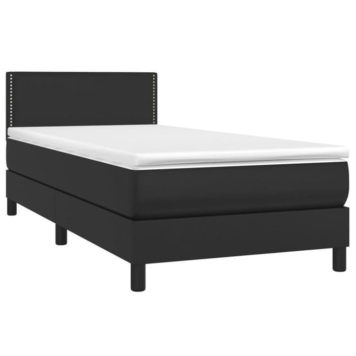 Estructura de cama con colchón - Maison Exclusive - Negro - 90x200 cm - Piel sintética - Máxima relajación