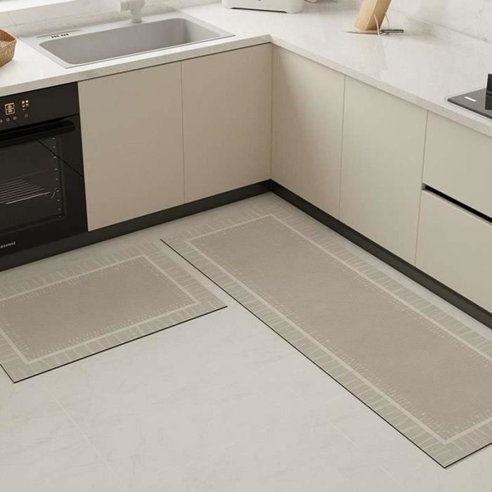 Tapis de sol de cuisine absorbant l'eau et l'huile - tapis de sol antidérapant essuyable sans lavage - 45 * 75 cm - Brun Clair