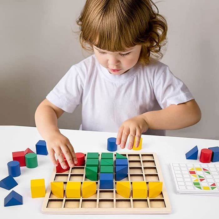 Lernspiel – ZGEER – Holzbausteinset – Mathe-Gedächtnis – Ab 3 Jahren – Umweltfreundliches Holz