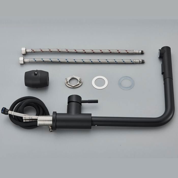 Mitigeur de Cuisine Noir Extensible - Douchette avec 2 Modes de Pulvérisation, Rotatif 360°, Froid & Chaud