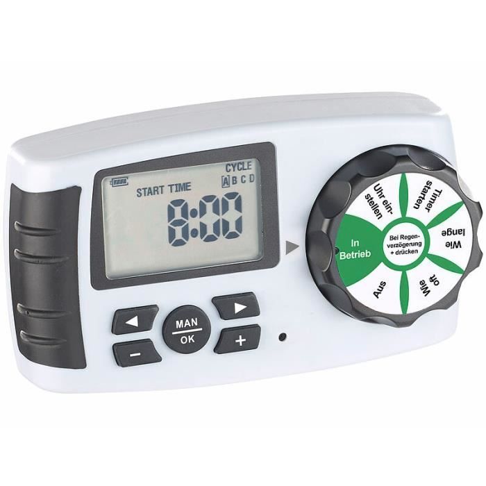 Temporizador de irrigação - Royal Gardineer - BWC-400 - Sensor de umidade - 4 válvulas - Operação autônoma de 15 dias
