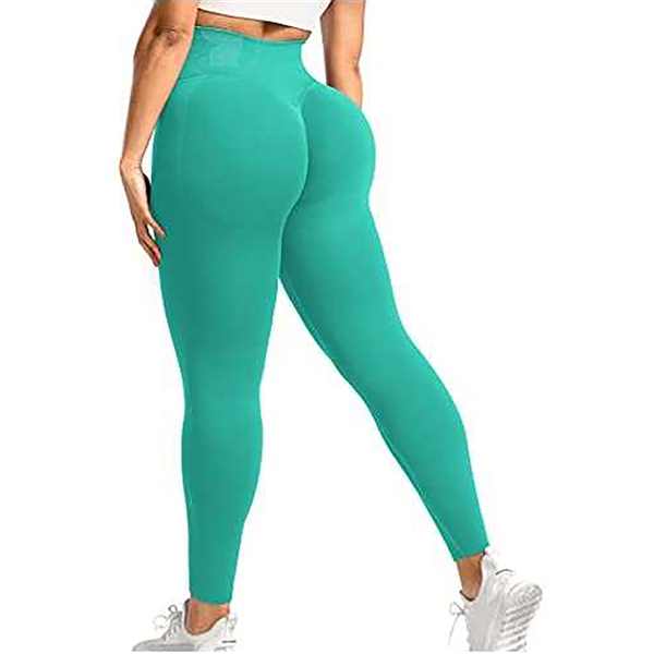 Leggings de sport push-up pour femme, effet push-up, sans coutures, taille haute, bleu paon, taille M : Sports et Loisirs