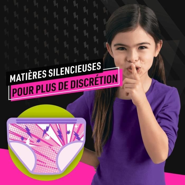 Couche jetables-Couches d'apprentissage Ninjamas Fille, 54 Sous-Vêtement De Nuit, 8-12 Ans. Paquet 1 Mois