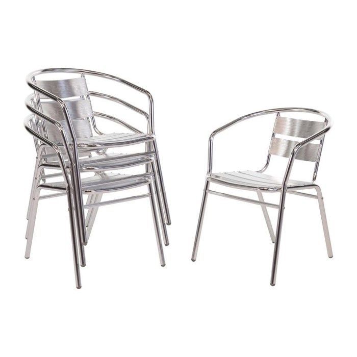 Set mit 4 stapelbaren Aluminiumstühlen (H) 450 mm