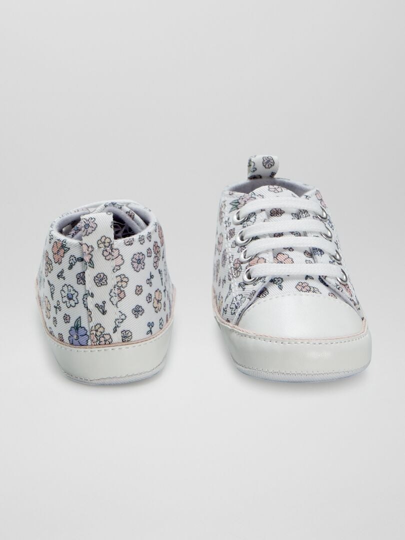 Hoge sneakers van canvas met bloemenprint - BEIGE