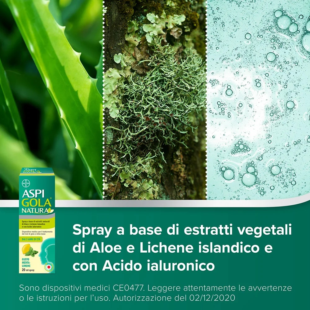 ASPIRINE Spray Aspi Gola Natura menthe citron 20 ml pour le mal de gorge et la toux