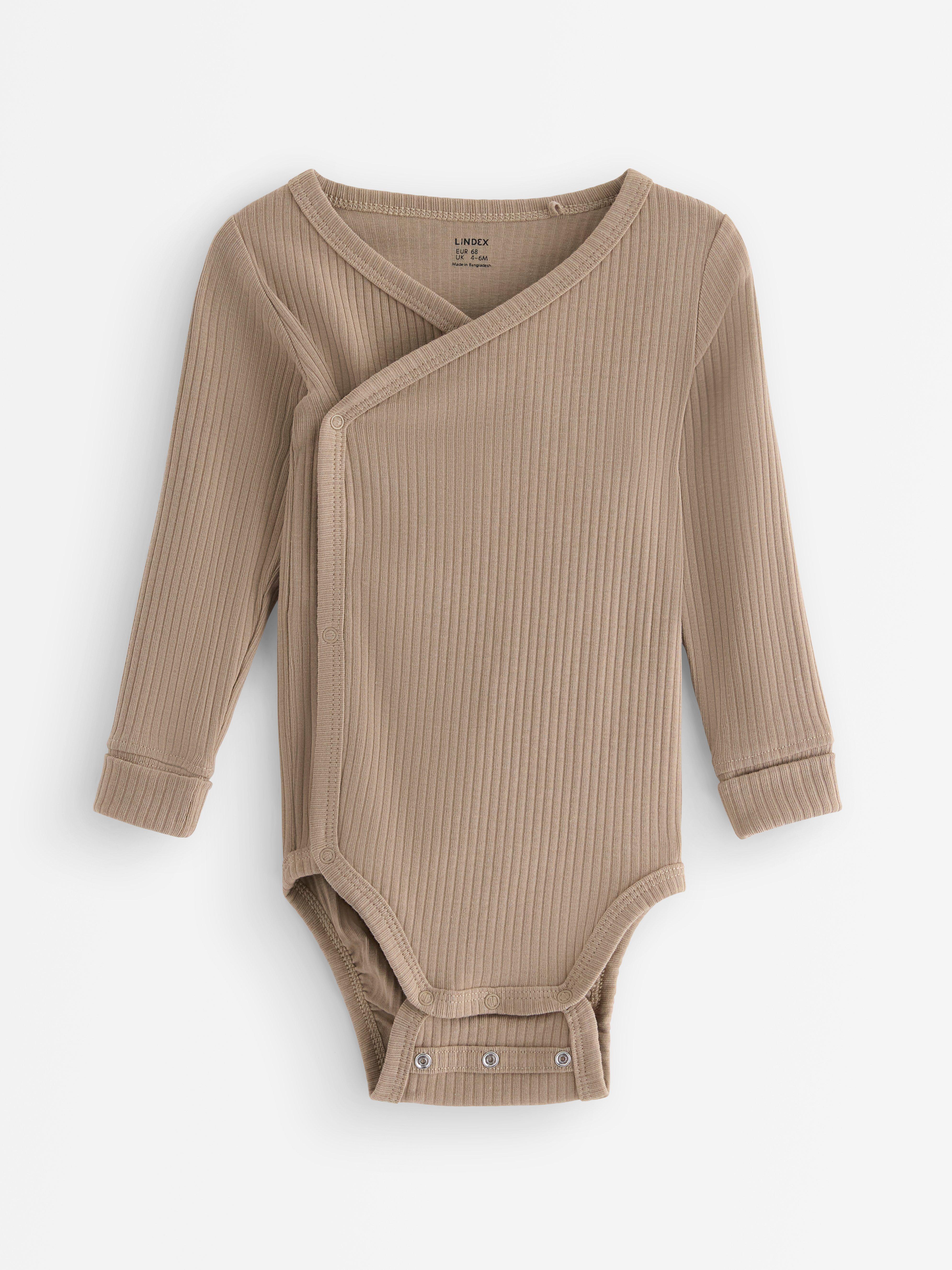 Ribbet omlottbody Dusty Beige