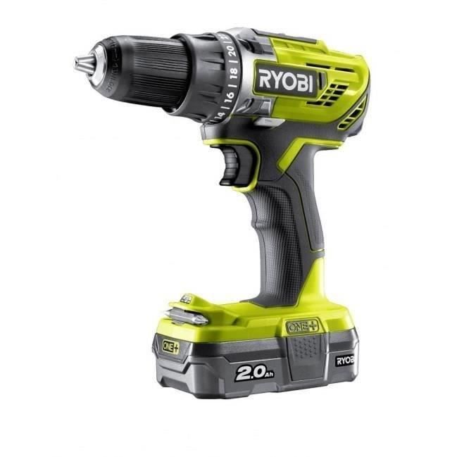 RYOBI - 18V ONE+ Sladdlös borrmaskin/skruvdragare - 50 Nm - 500-1800 rpm - 13 mm chuck + 1 x 2 Ah batteri, laddare och väska - R18DD3-120S