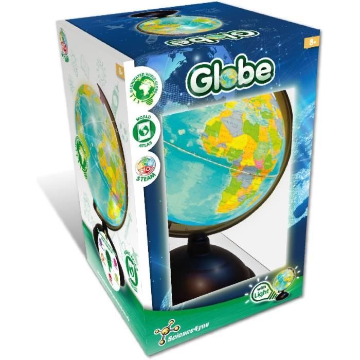 Illuminated Globe - SCIENCE4YOU - 20 cm - USB Rechargeable - For Children 8+ Years