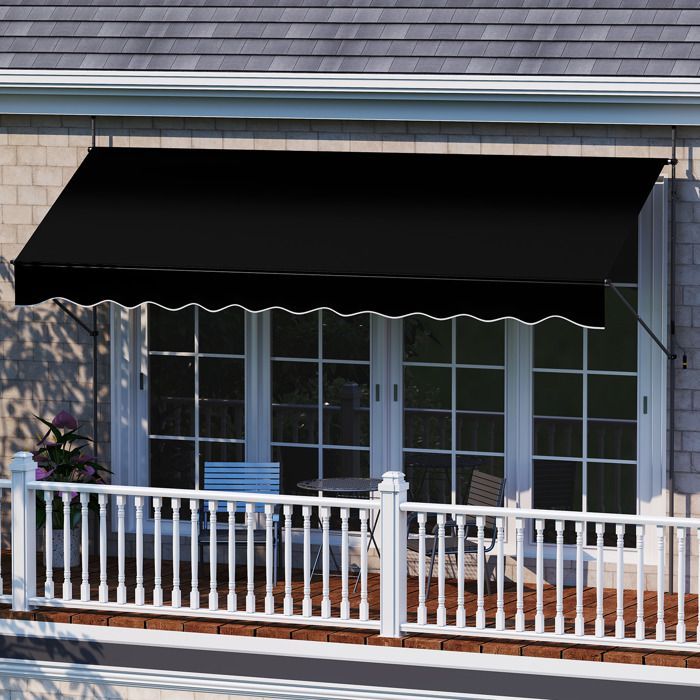 COSTWAY Store Banne Manuel Rétractable 4 x 1,2M - Manivelle Hauteur Réglable 210-300CM, Auvent de Terrasse Anti UV Noir