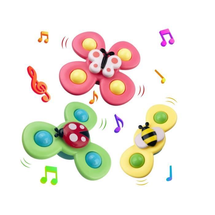 Juguete de baño - Juego de 3 juguetes de baño para bebés - Ventosa - Mariquita/Abeja/Mariposa - ABS no tóxico