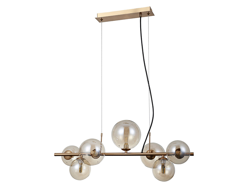 Lampa wisząca Canello 7-punktowa szklana złota