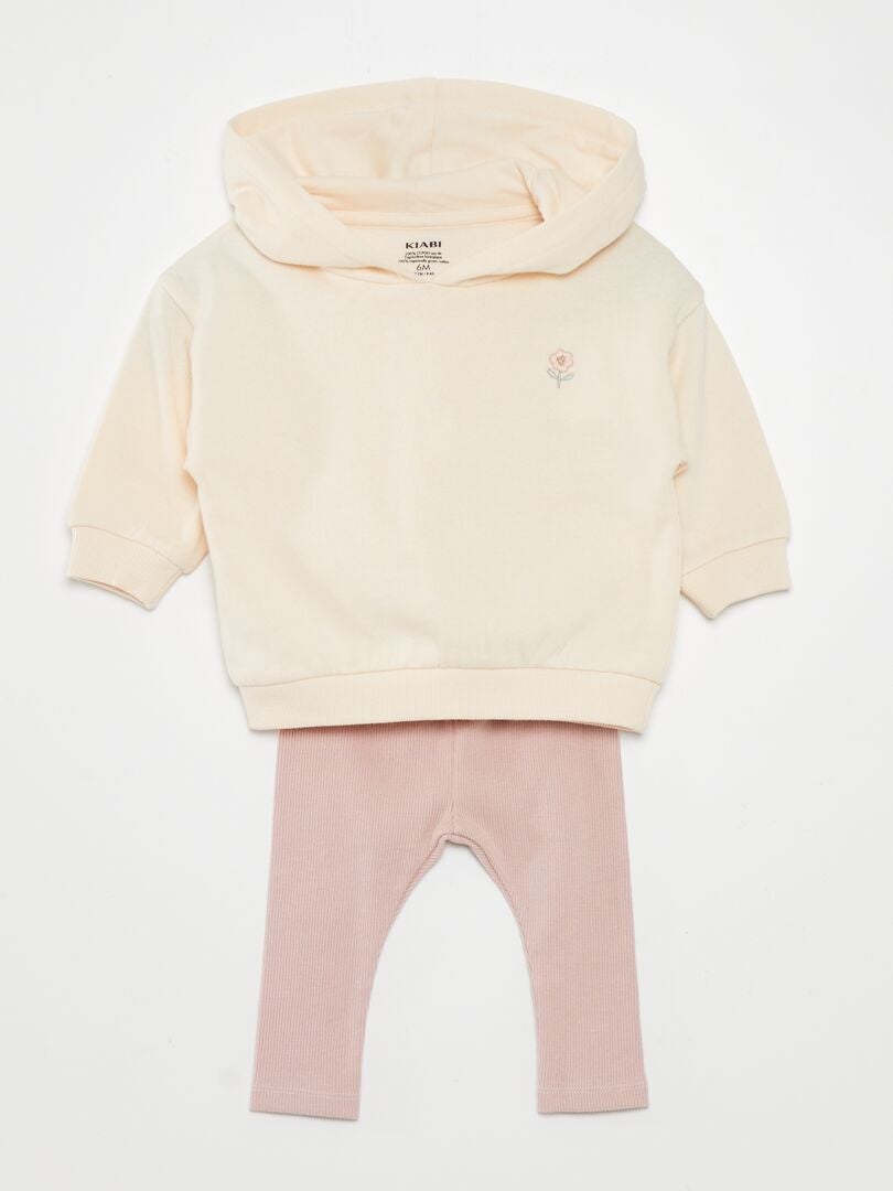 Conjunto de moletom com capuz e leggings - 2 peças - BRANCO