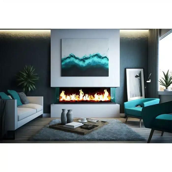 CHEMIN ARTE - Cheminée électrique Encastrable 3D 152 cm Effet Flammes LED, Chauffage programmable, Télécommande