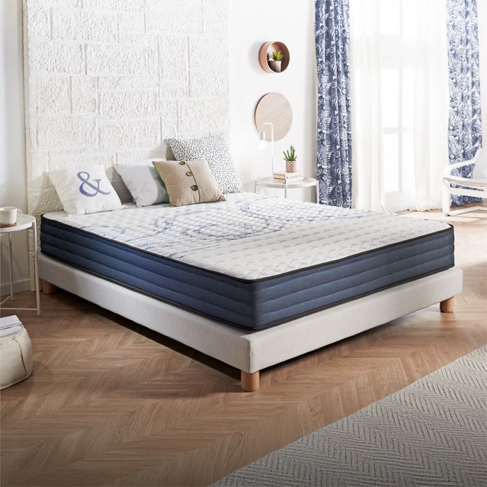 Materasso Dream Komfort 90x190 cm - Tecnologia in lattice blu e memory foam HR - Reversibile - 7 zone - Bilanciato