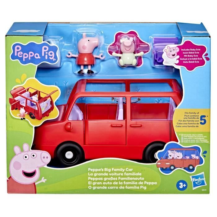 Peppa Pig El Gran Coche Familiar, set de juego con vehículo y 2 figuras, para mayores de 3 años.