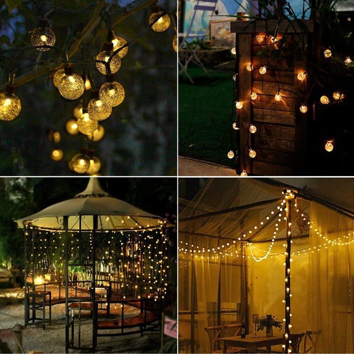 Luci a stringa solari - 30 LED a cristallo, luci a stringa solari per interni/esterni, 8 modalità per giardino, patio, balcone