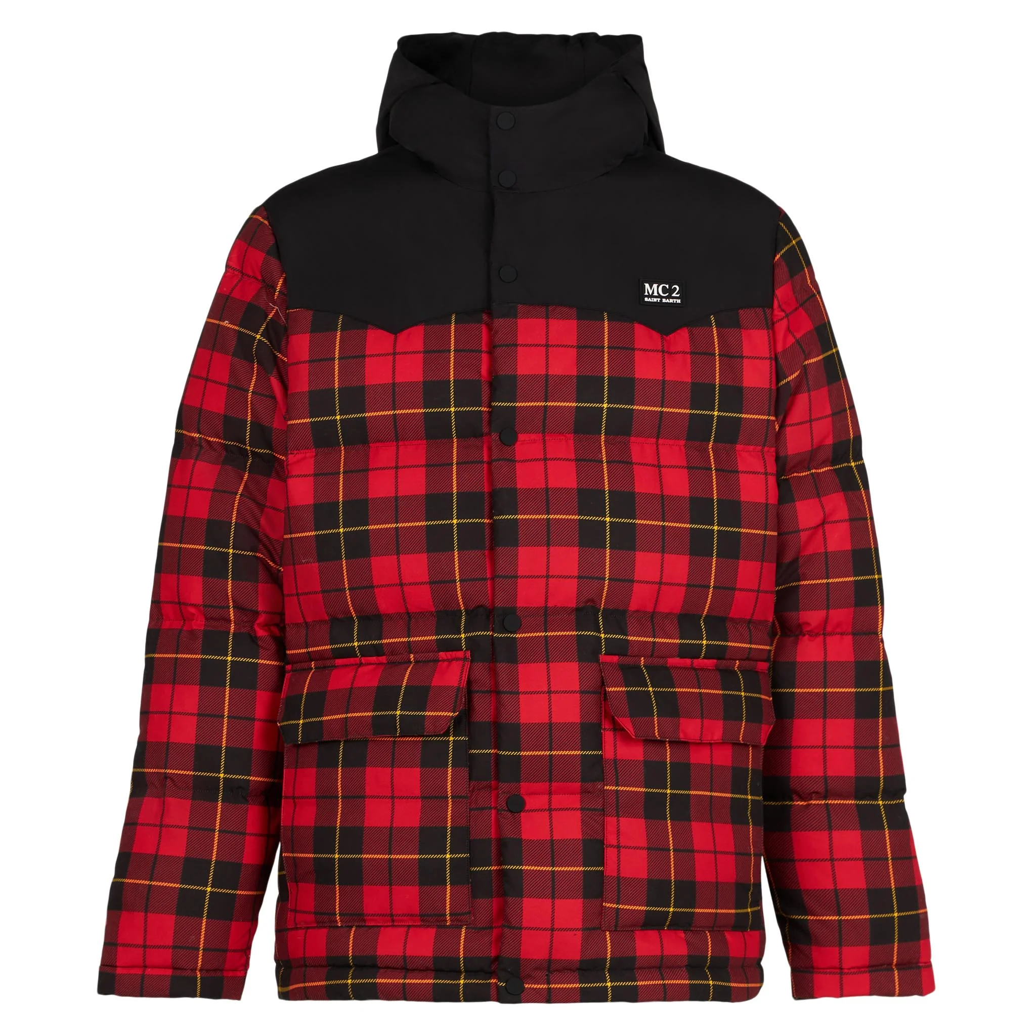Chaqueta de plumas escocesa para hombre con capucha