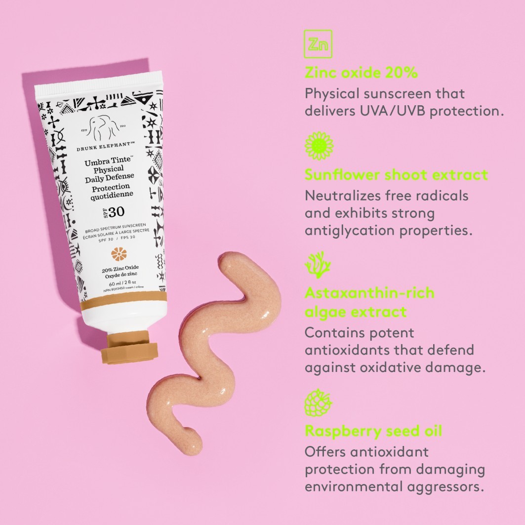 Dnevna krema Drunk Elephant u boji Umbra Tinte™ Physical Daily Defense SPF 30 - 60 ml