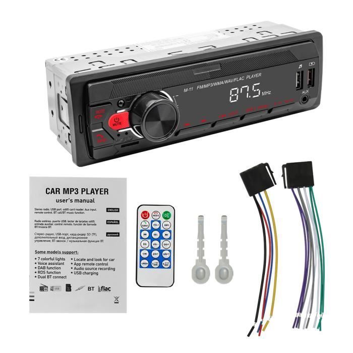 Autoradio Bluetooth PRUMYA 1DIN USB AUX FM BT 5.0 Entrée TF Mains‑libres Commande vocale