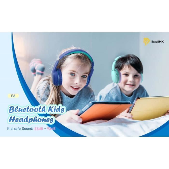 Auriculares Bluetooth para niños con limitador de volumen, auriculares inalámbricos para niños, audífonos Bluetooth inalámbricos para niños de 3 a 12 años.