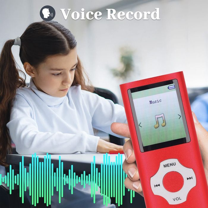 OMABETA Lettore MP4/MP3 HiFi da 128 GB con schermo da 1,8 pollici, lettore video e musicale portatile, lettore di e-book e registratore vocale - Rosso