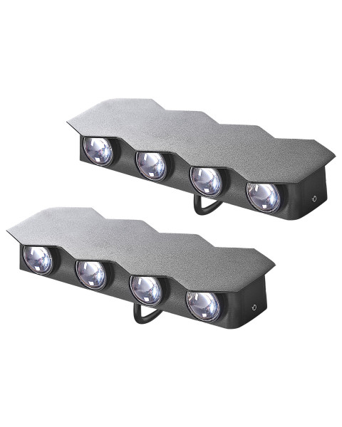 Zestaw kinkietów zewnętrznych LED metalowe czarne