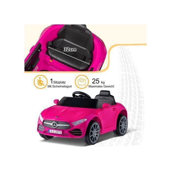 LALAHO Elektro-Kinderauto – Mercedes-Benz CLS 350 – 90 x 60 x 40 cm – Rosa