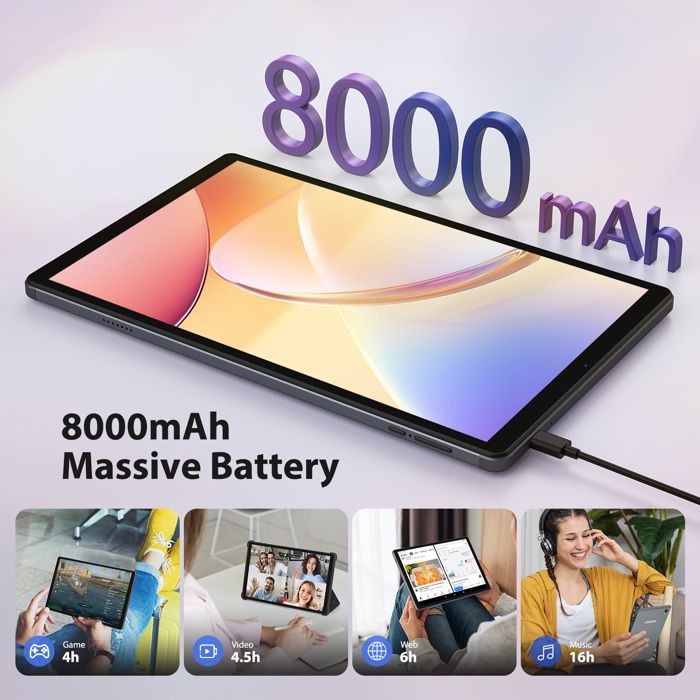 Tablet POWMUS com tela sensível ao toque de 10,1