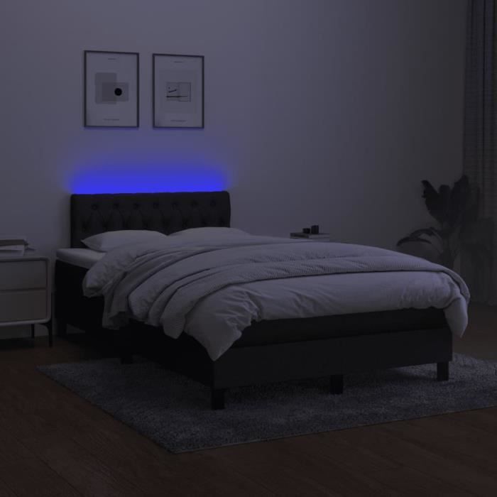 Base de cama tapizada - MOTHINESSTO - 2955X - 120x190 cm - Tela negra - LEDs integrados
