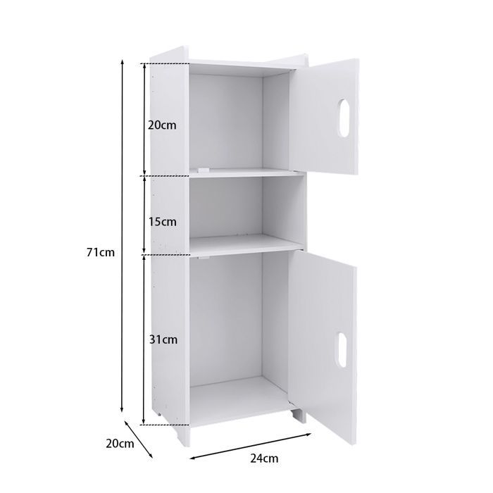 Organisateur de salle de bain, armoire de salle de bain à deux portes et un compartiment, 24*20*72cm.