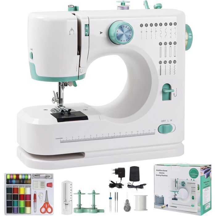 Beginner Portable Sewing Machine with 16 Different Stitch Patterns, Sewing Kit and Foot Pedal
